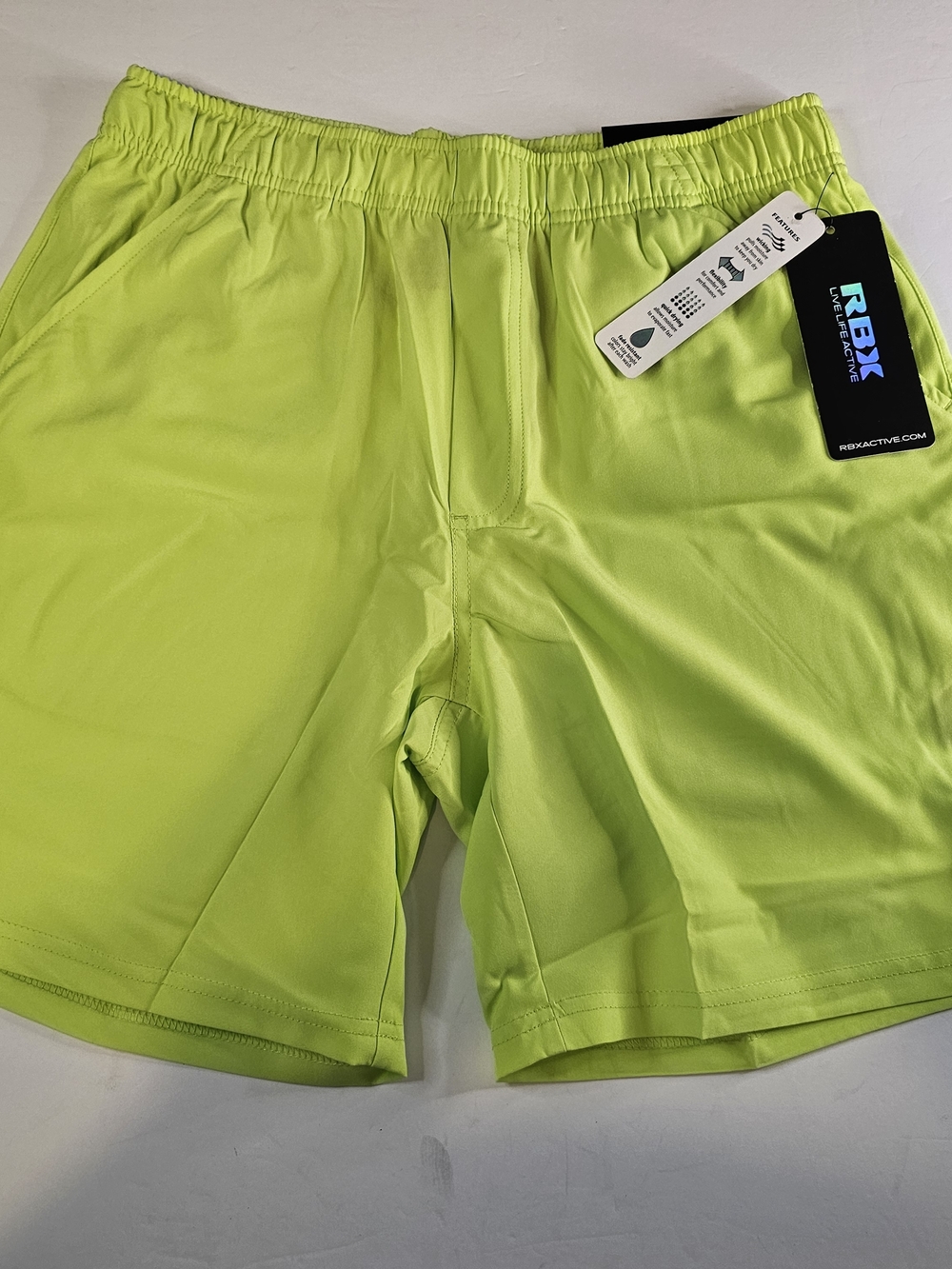 NWT Mens RBX Active Neon Lime Athletic Shorts Pockets Performance Running X-Dri